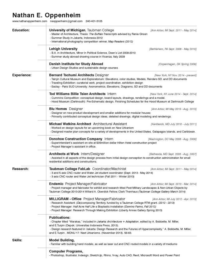 architecture resumes